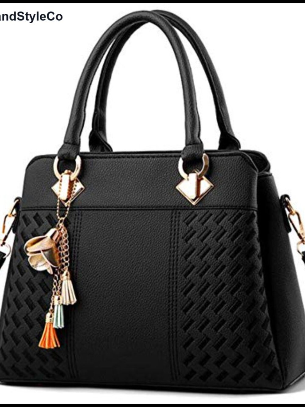 PU Leather Top-Handle Satchel Crossbody Shoulder Bag Tassel Women
